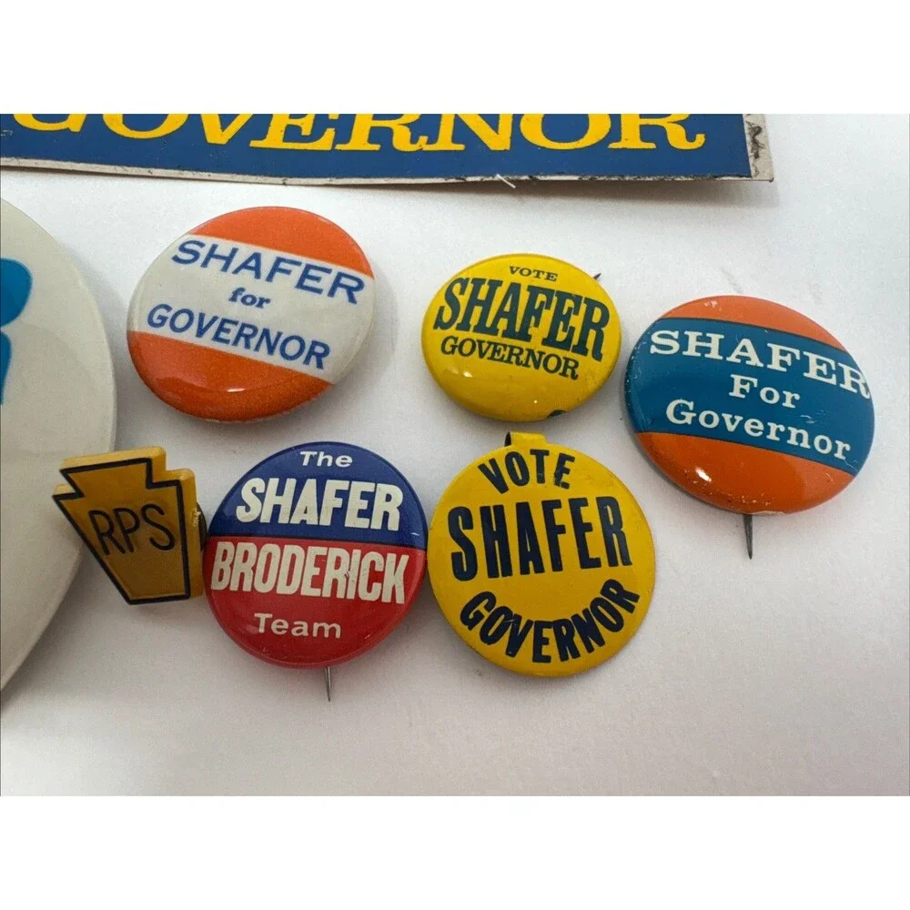 LOT Ray Shafer 1966 Pennsylvania Governor campaign pin button bumper sticker